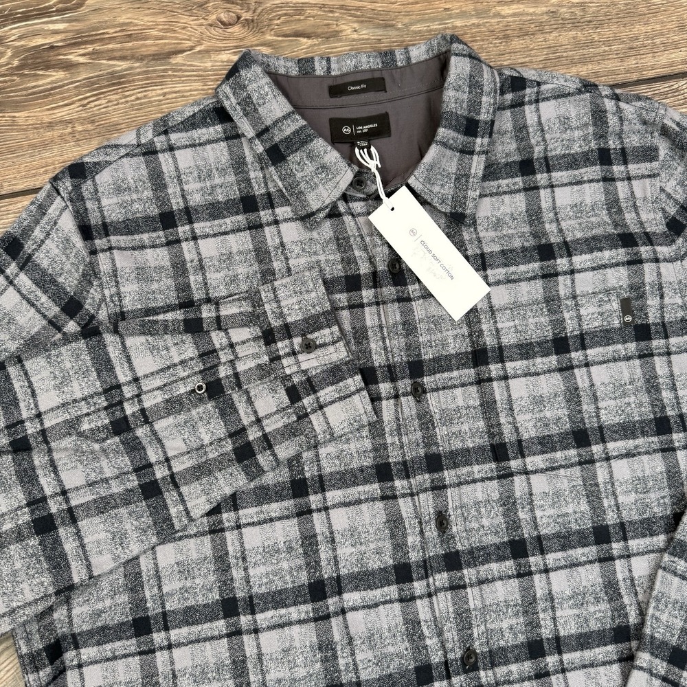 AG Adriano Goldschmied Men's Size XXL Plaid Cloud Soft Flannel Aiden Shirt‎ NEW